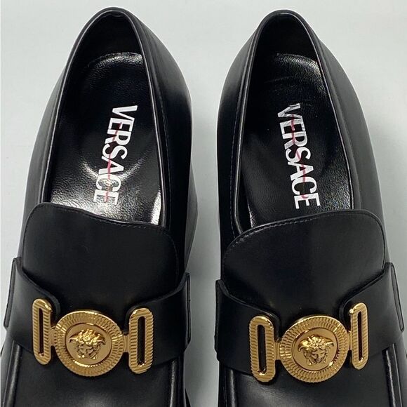 Versace Logo Leather Platform Pumps size 37.5 - Picture 4 of 13